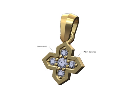 diamant marokkanisch maltesisch star blume anhänger charme 3d drucken modell oval schmuck druckbar gold silber halskette kaution jahrgang armband mode 3d print model - Mito3D