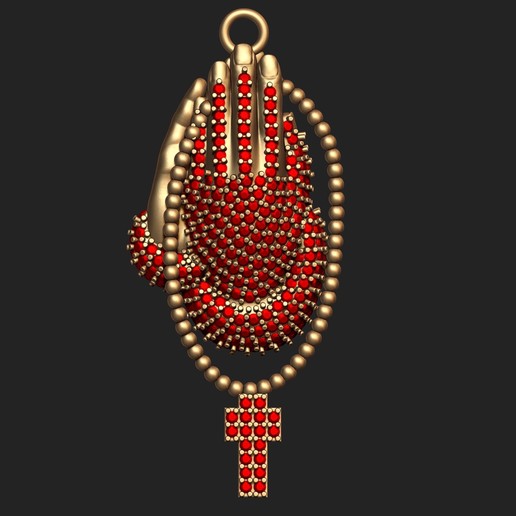 diamond praying hand pendant jewelry jewel jewells jewellery hands cross joining pray god jesus zbrush cnc 3dprintable printable print pandle diamonds saint pendants 3D print model - Mito3D