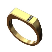 diamond rectangular signet ring sizes 6to9 3d print model jewelry engravable printable wedding anniversary 3d print model - Mito3D