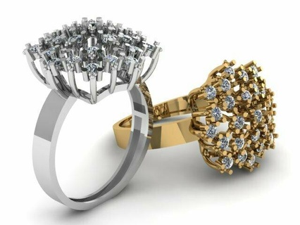 Diamant Ring 3d druckbar modal Schmuck 3dprinted Design Mode Gold golden Juwel drucken Drucken Prototyp entwickeln Silber 3d print model - Mito3D