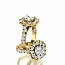 diamond ring halo style jewelry jewellery earring earrings jewels gold silver gem excellent 3d print model - Mito3D