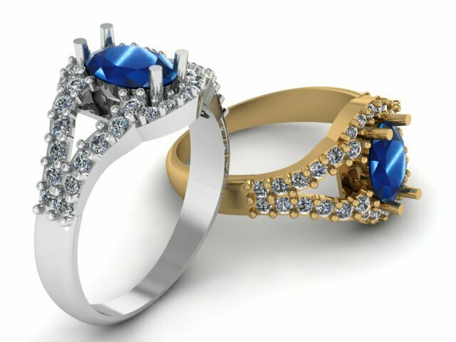 diamante anillos muchachas 3d imprimible modelo joyería joya 3dprinted diseño Moda oro dorado impresión prototipos plata 3D print model - Mito3D
