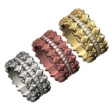 Diamant gerundet Quadrat Perlen Mode Band Größen 6 7 8 3d drucken Modell Schmuck Ring druckbar Gold Silber Luxus Sterling 3d print model - Mito3D