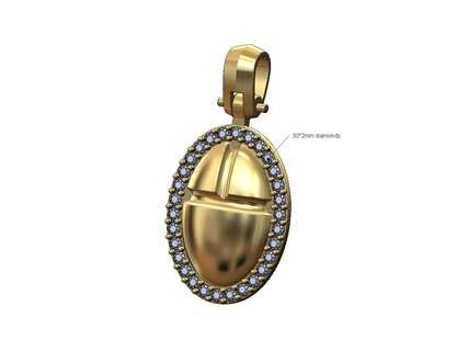 diamante escarabajo imagen colgante pendiente fianza 3d impresión modelo egipcio joyería joya oro imprimible plata collar encanto Clásico antiguo hombres caballeros 3d print model - Mito3D