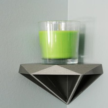 diamond shaped corner shelf home 3d print model - Mito3D