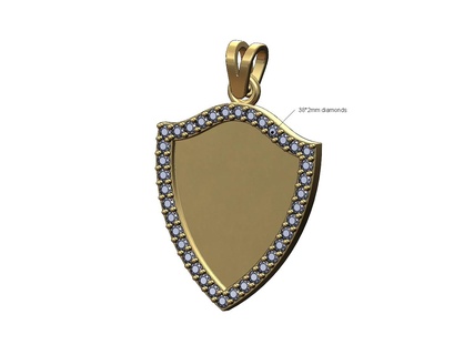 diamond shield memory pendant bail 3d print model armor medieval engraving jewelry printable gold silver jewellery engravable necklace luxury picture hiphop bling 3d print model - Mito3D