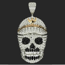 diamond skull captain pendant jewelry jewel jewellery diamonds skulcaptain diamondskull zbrush cnc anatomy printable 3dprint pandle jewells jewell gold silver bone human pendants 3d print model - Mito3D