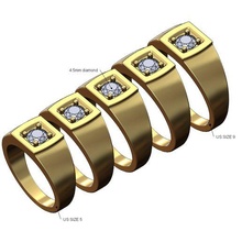 Diamant klein Quadrat Signet Größen 5to9 3d drucken Modell Schmuck Ring druckbar Luxus Finger Herren bling Aussage 3d print model - Mito3D