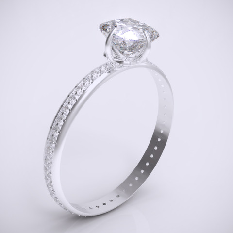 bague de diamant solitaire bijoux 3D print model - Mito3D