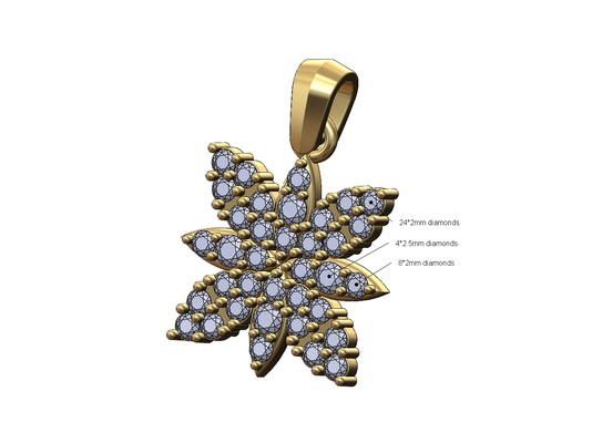 diamond square flower pedals pendant charm 3d print model bead jewelry printable gold silver jewellery necklace bail vintage bracelet fashion simple 3d print model - Mito3D