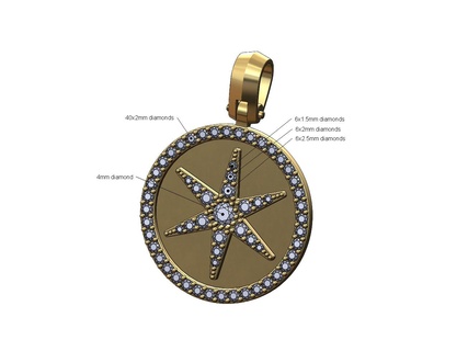 diamant étoile rond pendentif 3d impression modèle 3d print model - Mito3D