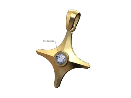 diamant étoile solitaire pendentif charme 3d impression modèle bijoux 4mm imprimable or argent mode bracelet caution sterling Collier 3d print model - Mito3D