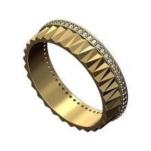 diamante triangular facetas motivo banda 3d impressão modelo lapidado faceta geométrico anel Casamento noivado moda joalheria imprimível ouro prata jóias esterlina padronizar brilhante luxo 3d print model - Mito3D