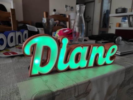 Diane lumineux Nom leds brillant noms signe éclairage chambre décoration maison lampe enfant cadeau lumière 3d print model - Mito3D