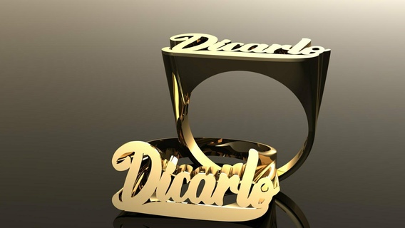 dicarlos name ring 3d print model - Mito3D