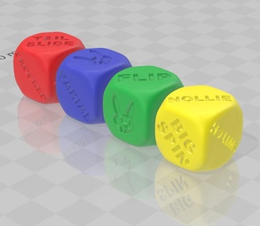 dice - skate board skateboard game says fun 3dmodel model healthy 3d print model - Mito3D