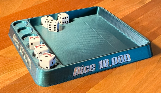 dice 10 000 tray aka greed dix mille reload 5-dice 10000 yahtzee 3d print model - Mito3D