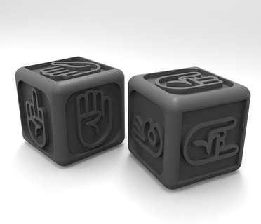 dados mãos Contando dado 18mm d6 arte jogos mão gesto oco 3d print model - Mito3D