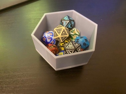 dice hexagonal container dungeons dragons dnd bowl holder hex 3d print model - Mito3D