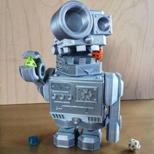 dice tower fortune bot - print place support robot toy flex flexi flexible articulable cyborg decoration glow future invention joint cute posable multi blade blaster ia details easy fun deco says dicetower 3d print model - Mito3D