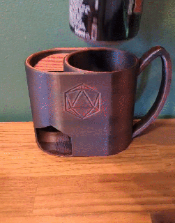 dice tower holder dnd pathfinder d20 5e tabletop board game coozie mug 3d print model - Mito3D