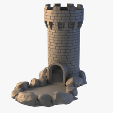 dados torre medieval jogos castelo 28mm tampo mesa pedra role playing 3d print model - Mito3D