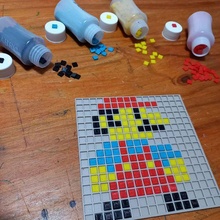 didactic game pixel art board + pixels accessories 3d print model - Mito3D