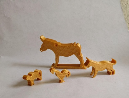 morrer Bremer músicos cidade pilha brinquedo crianças animal fofa gato cão asno galo impressão 1 bebê 3d print model - Mito3D