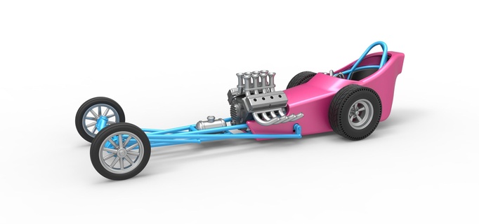 döküm ön motor eski okul dragster kabuk versiyon 5 ölçek 1 25 sürüklemek yarış v8 önden motorlu tırpan nostaljik ölçekli oyuncak 3d print model - Mito3D