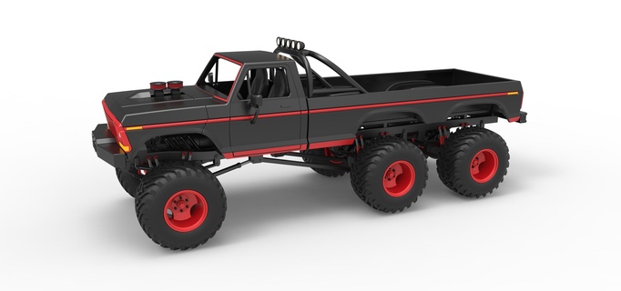 diecast monster truck 6x6 concept scale 1 25 monstertruck monsterjam megatruck 6x6x6 v8 awd offroad allterrain scaled toy print printable 3d print model - Mito3D