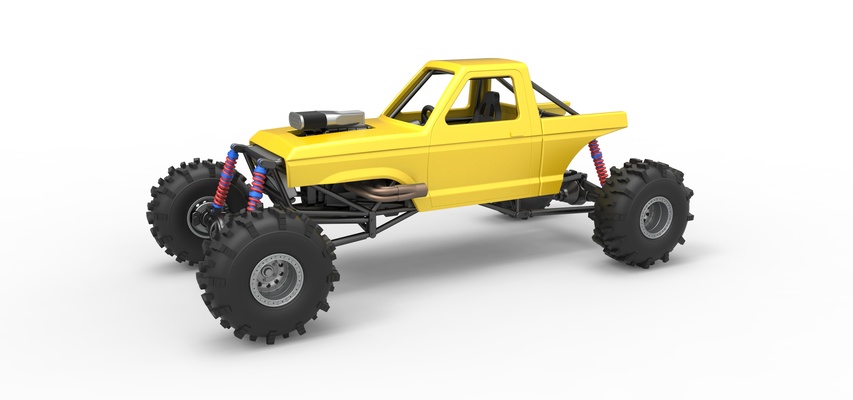 druckguss schlamm dragster ausführung 4 rahmen 1 25 zieht schmutzdrache abholen geändert offroad sport awd v8 spielzeug skaliert drucken druckbar 3d print model - Mito3D