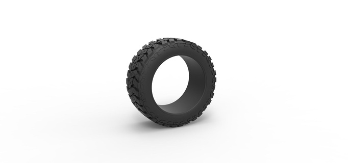 diecast offroad tire 111 scale 1 25 tyre wheel mud mudtire allterrain scaled toy print printable pavementprincess trailerqueen mallcrawler 3d print model - Mito3D