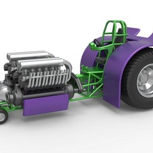 Druckguss ziehen Traktor 2 Motoren v12 Rahmen 1 25 3d print model - Mito3D