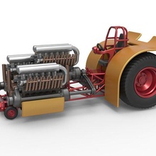 fundido presión tracción tractor 3 motores v12 escala 1 25 3d print model - Mito3D