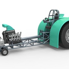 fundido presión tracción tractor soltero v8 motor escala 1 25 3d print model - Mito3D