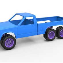 diecast shell wheels chevrolet s10 1990 six-wheeled concept scale 1 25 various sixwheeled truck scaled pickup car printable print model toy 3d print model - Mito3D