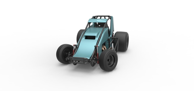 diecast sprint car turning scale 1 25 Game sprintcar wingless winglesssprintcar dirt racing scaled toy print printable speedway drift drifting dirtovalracing v8 3d print model - Mito3D