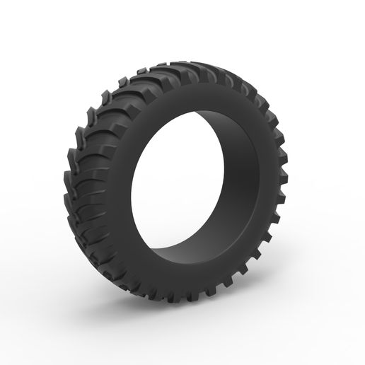 fundido presión tractor neumático escala 1 25 rueda escamoso juguete impresión imprimible camino 3D print model - Mito3D