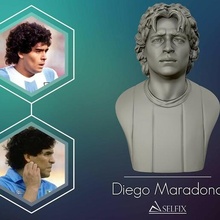 diego armando maradona 3d sculpture head portrait figurine argantina 3dfile art sculptures 3d print model - Mito3D