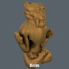 diego easy print no support art 20th century animal cartoon ice age model movie sabertooth sculpture supportless yoga 3d print model - Mito3D