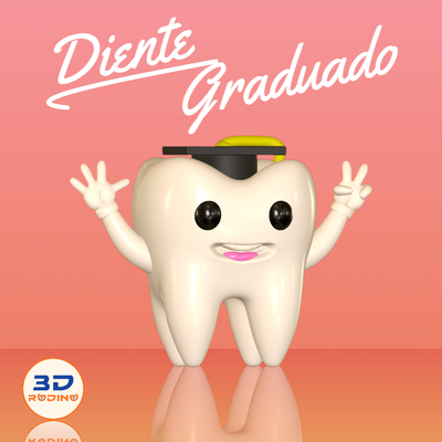 dente graduado llavero chaveiro joalheria graduação muela dientes decoracion gorro cervejas dentista molar dentes decoração boné morteiro 3d print model - Mito3D