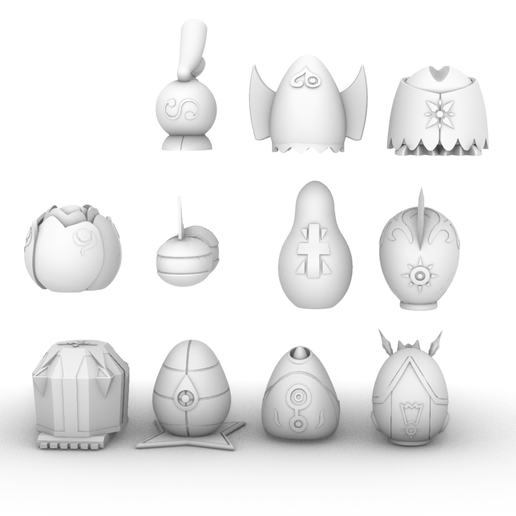 digimon aventure 20 inspiré digi eggs mentals ensemble 3D print model - Mito3D
