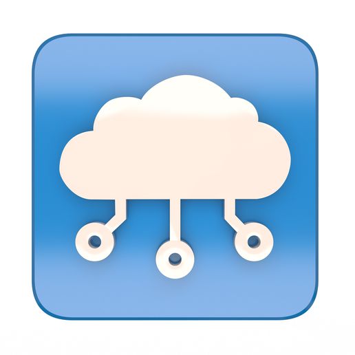 digital cloud icon tool digital cloud storage server service computing internet network web icon pictogram symbol emblem silhouette design media hosting electronic technology 3D print model - Mito3D