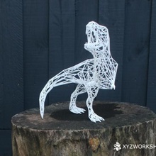 estinzione digitale - reticolo rex posa 2 ruggito art tyrannosaurus t-rex trex wireframe la scultura 3d print model - Mito3D