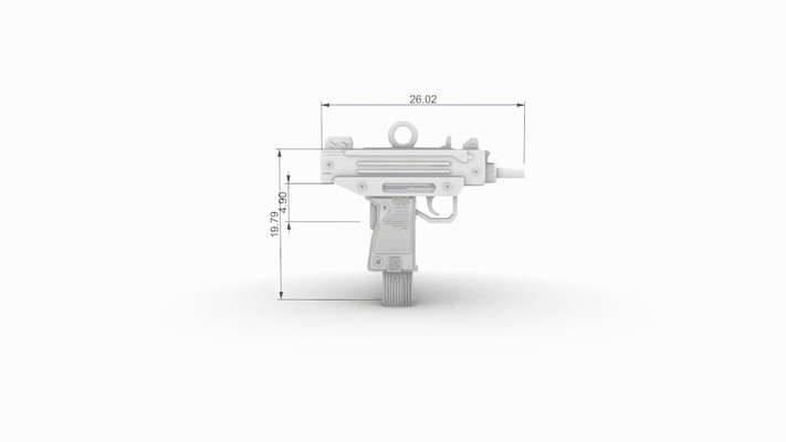 dije arma mini uzi 3d joya oro 3d print model - Mito3D