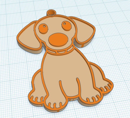 dije llavero perrito minimalista adorno cartera mochila accesorio colgante pendiente aros souvenir recuerdo regalo perro tierno bicolor 3d print model - Mito3D