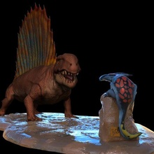 dimetrodon diplocaulus arte paleoart dinosauri mammiferi animali natura 3d print model - Mito3D