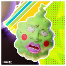 fossetta - ekubo mob pyscho 100 art spirito ghost anime cartone animato faccia della serie verde figura figurina giappone mobpsycho100 mobpsycho scolpire testa 3d print model - Mito3D