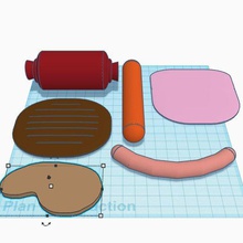 dinette merchant game meat feeding food chopped steak ham sausages sausage 3d print model - Mito3D