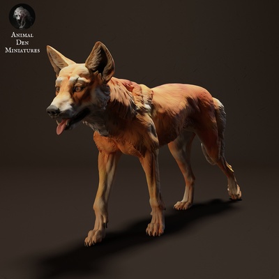dingo camminare animale compagno cane selvaggio fauna selvatica creatura realistico scultura figurina figura miniatura pascolo deserto 3d print model - Mito3D